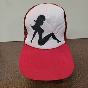 Elope Sexy Mud Flap Patched Baseball Cap Hat Women Red White Polka Dots Snapback